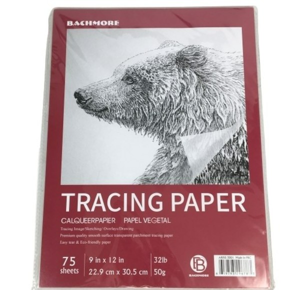 Bachmore 9”x12” Artist’s Tracing Paper Pad 75 Sheets Sketching Translucent White - Picture 1 of 4